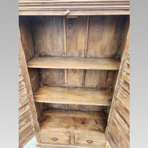 QUALITY RECLAIMED UNIQUE INDIAN ROSEWOOD LOUVRE DOOR STORAGE CUPBOARD WARDROBE - ADDITIONAL PHOTO 4