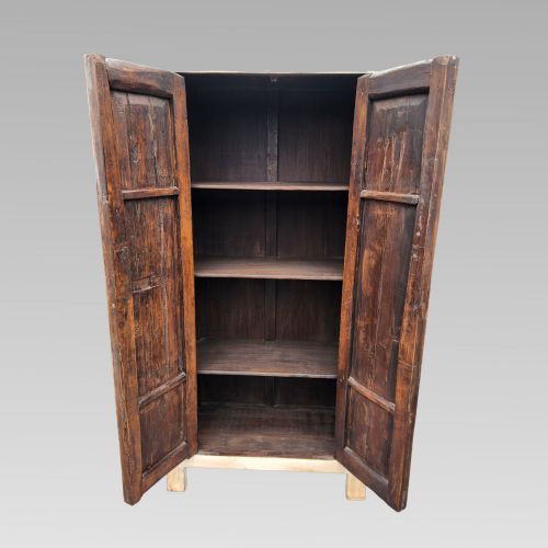 STUNNING RECLAIMED INDIAN CEDAR PAINTED STORAGE CUPBOARD OR WARDROBE W SHELVES - ADDITIONAL PHOTO 2