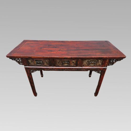 fig 1. Stunning Antique Chinese 19th Century Qing Dynasty Elm Altar Table Chinoiserie