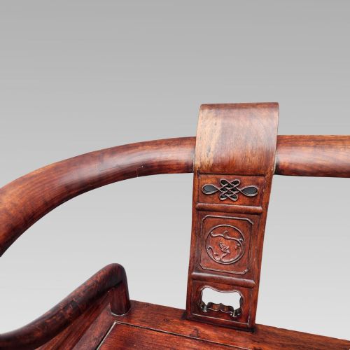 FABULOUS ANTIQUE CHINESE ORIENTAL HORSE SHOE HALL BENCH OR SETTLE ARMCHAIRS - ADDITIONAL PHOTO 4