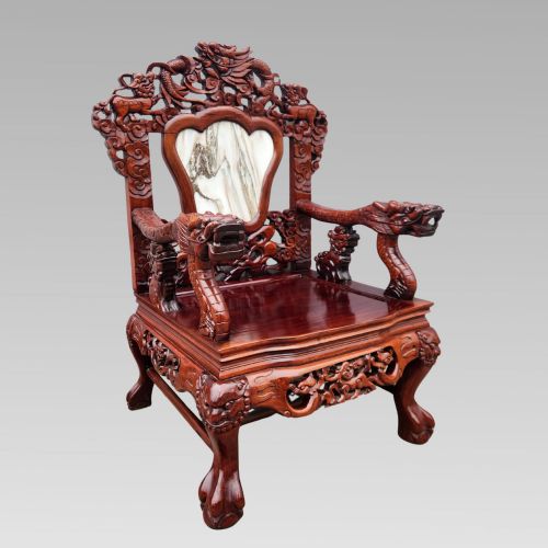 EXCEPTIONAL ANTIQUE CHINESE DRAGON ORIENTAL HALL BENCH OR SETTLE DINING SUITE - ADDITIONAL PHOTO 9