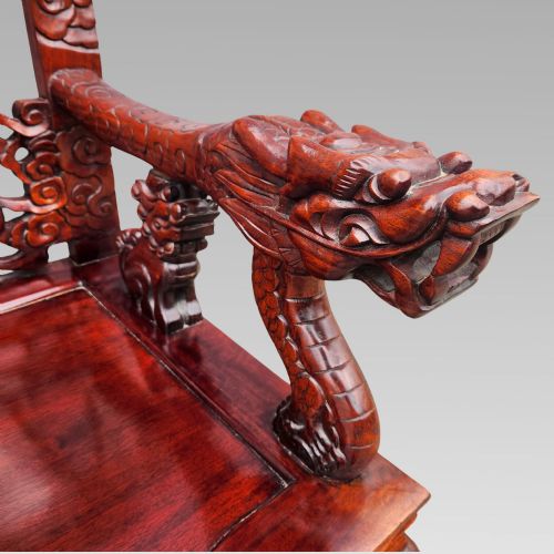 EXCEPTIONAL ANTIQUE CHINESE DRAGON ORIENTAL HALL BENCH OR SETTLE DINING SUITE - ADDITIONAL PHOTO 10