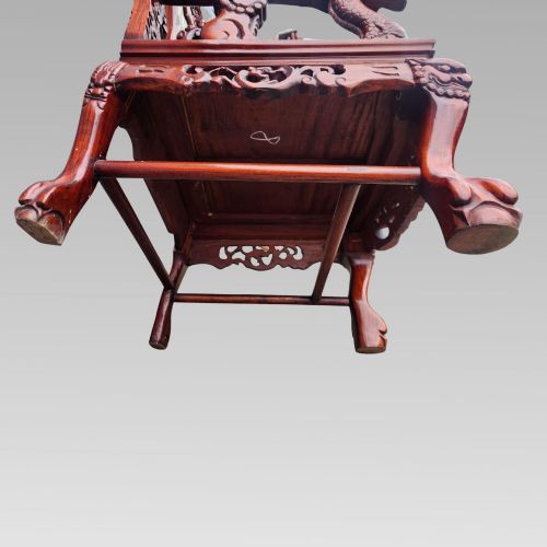 EXCEPTIONAL ANTIQUE CHINESE DRAGON ORIENTAL HALL BENCH OR SETTLE DINING SUITE - ADDITIONAL PHOTO 11