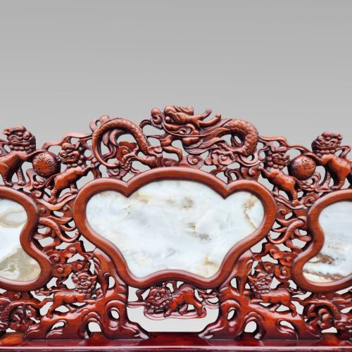 EXCEPTIONAL ANTIQUE CHINESE DRAGON ORIENTAL HALL BENCH OR SETTLE DINING SUITE - ADDITIONAL PHOTO 15