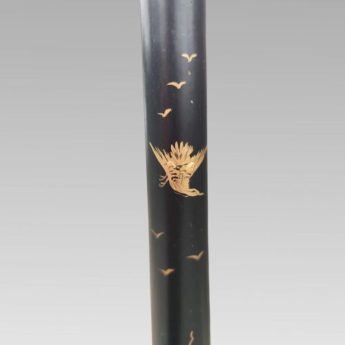STUNNING CHINOISERIE ORIENTAL CHINESE BLACK LACQUER FLOOR STANDING LAMP - ADDITIONAL PHOTO 3