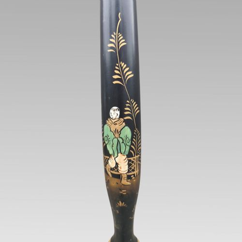 STUNNING CHINOISERIE ORIENTAL CHINESE BLACK LACQUER FLOOR STANDING LAMP - ADDITIONAL PHOTO 4