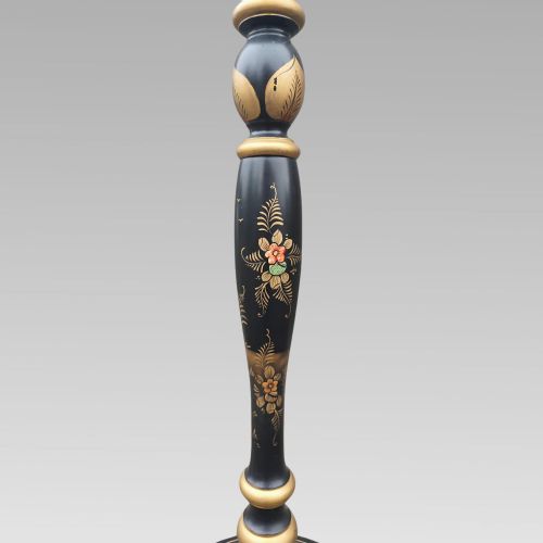 STUNNING CHINOISERIE ORIENTAL CHINESE BLACK LACQUER FLOOR STANDING LAMP - ADDITIONAL PHOTO 5