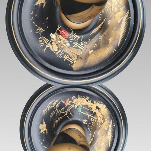 STUNNING CHINOISERIE ORIENTAL CHINESE BLACK LACQUER FLOOR STANDING LAMP - ADDITIONAL PHOTO 7