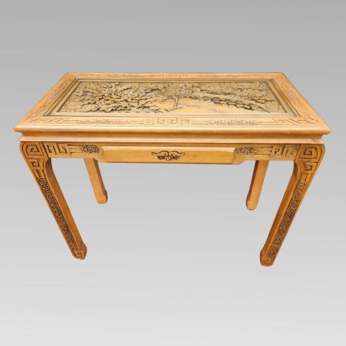 STUNNING QUALITY ANTQUE ORIENTAL CHINESE CARVED HALL SIDE CONSOLE TABLE