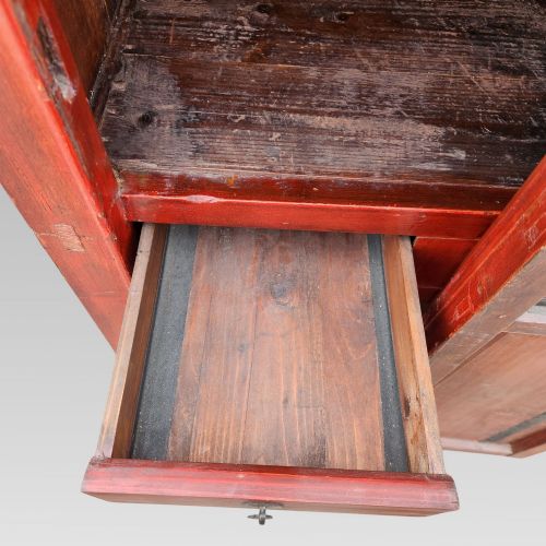 EXCEPTIONAL ANTIQUE CHINESE CHINOISERIE ORIENTAL RED STORAGE MARRIAGE CABINET - ADDITIONAL PHOTO 7