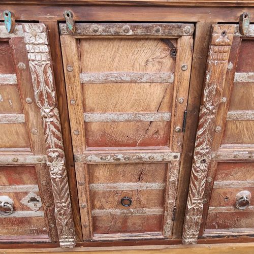 FABULOUS QUALITY ANTIQUE INDIAN RECLAIMED TEAK SIDEBOARD STORAGE CUPBOARD DOORS - ADDITIONAL PHOTO 6