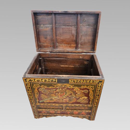 EXCEPTIONAL LARGE ANTIQUE QING DYNASTY ORIENTAL CHINESE DRAGON STORAGE CHEST BOX - ADDITIONAL PHOTO 5