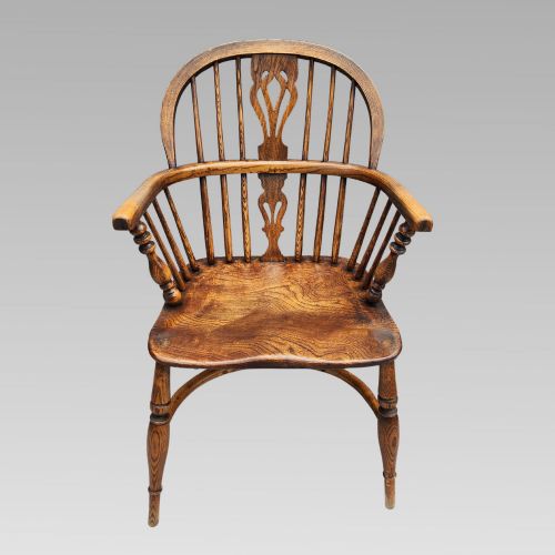 STUNNING PAIR OF ANTIQUE ELM SPINDLE BACK WINDSOR ARMCHAIRS CRINOLINE CHAIR - ADDITIONAL PHOTO 4