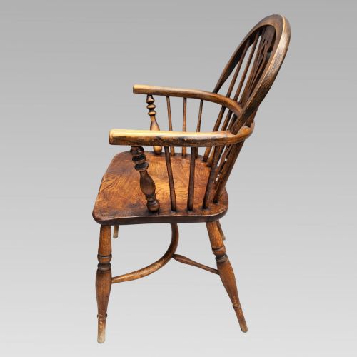 STUNNING PAIR OF ANTIQUE ELM SPINDLE BACK WINDSOR ARMCHAIRS CRINOLINE CHAIR - ADDITIONAL PHOTO 8
