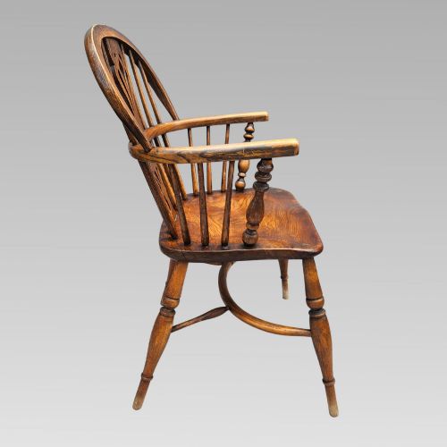 STUNNING ANTIQUE ELM SPINDLE BACK WINDSOR ARMCHAIR CRINOLINE CHAIR - ADDITIONAL PHOTO 3
