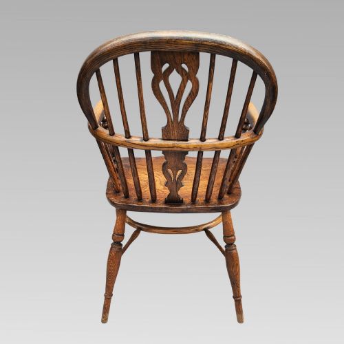 STUNNING ANTIQUE ELM SPINDLE BACK WINDSOR ARMCHAIR CRINOLINE CHAIR - ADDITIONAL PHOTO 4