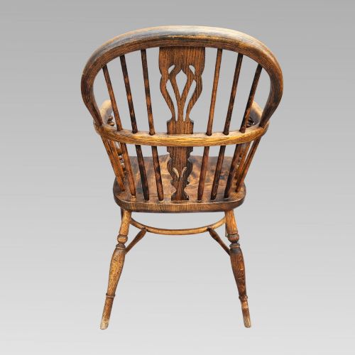 STUNNING ANTIQUE ELM SPINDLE BACK WINDSOR ARMCHAIR CRINOLINE CHAIR - ADDITIONAL PHOTO 3
