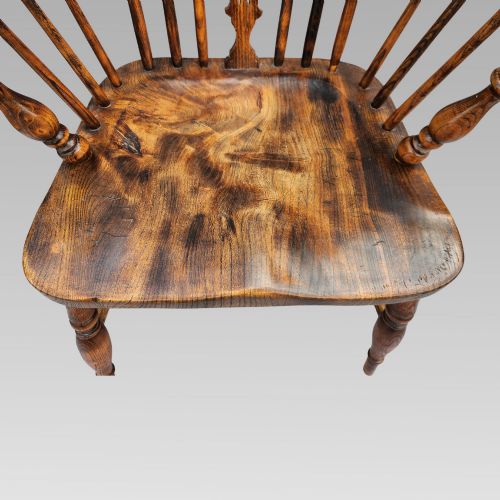STUNNING ANTIQUE ELM SPINDLE BACK WINDSOR ARMCHAIR CRINOLINE CHAIR - ADDITIONAL PHOTO 5