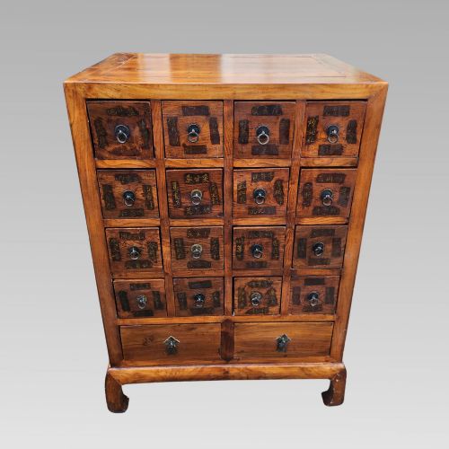 FABULOUS ANTIQUE ELM ORIENTAL CHINESE APOTHECARY MEDICINE STORAGE CHEST DRAWERS - ADDITIONAL PHOTO 3