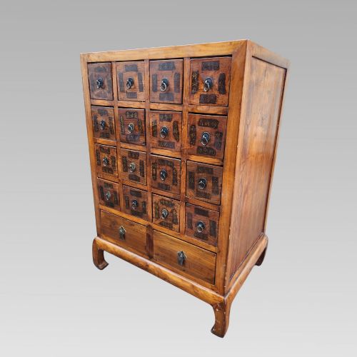 FABULOUS ANTIQUE ELM ORIENTAL CHINESE APOTHECARY MEDICINE STORAGE CHEST DRAWERS