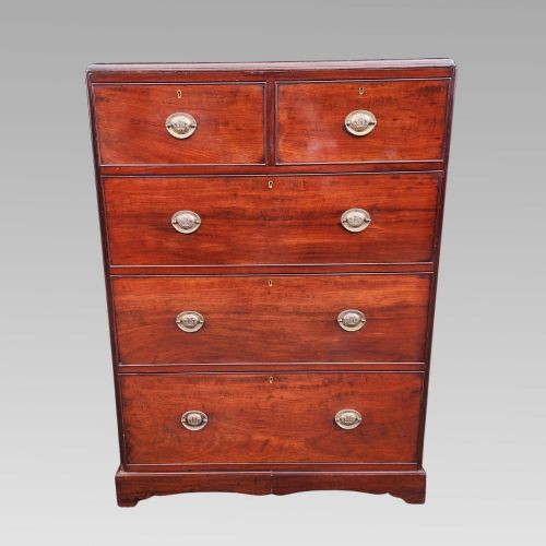 FABULOUS ANTIQUE VICTORIAN FLAME MAHOGANY CHEST OF DRAWERS W HEPPLEWHITE HANDLES - ADDITIONAL PHOTO 1