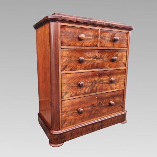 Fabulous Antique Victorian Burr Walnut Chest of Drawers W/ Turned Handles C1870