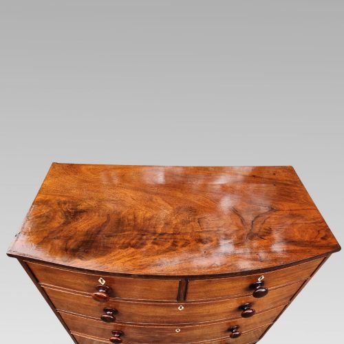 FABULOUS ANTIQUE VICTORIAN FLAME MAHOGANY BOW FRONT CHEST OF DRAWERS - ADDITIONAL PHOTO 13