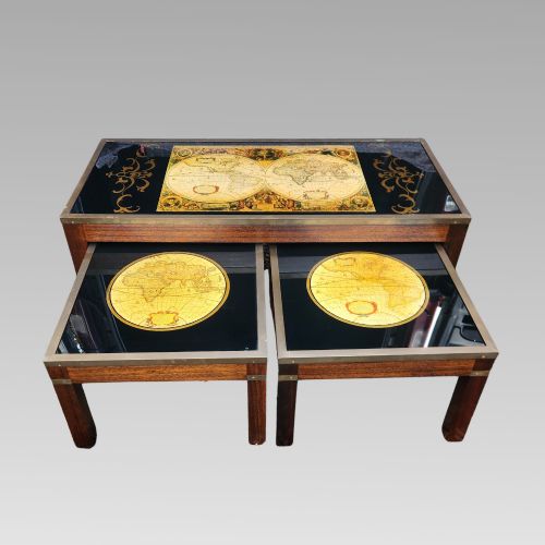 Fabulous Vintage Military Campaign Style Nautical Nest of Coffee Tables