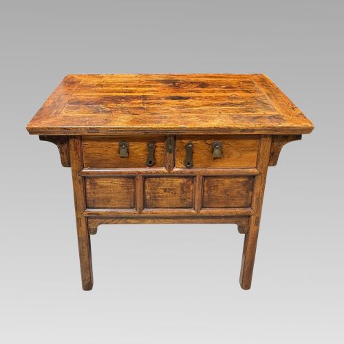 Fabulous Antique Chinese Elm Hall or Side Table W/ Drawers, Sideboard