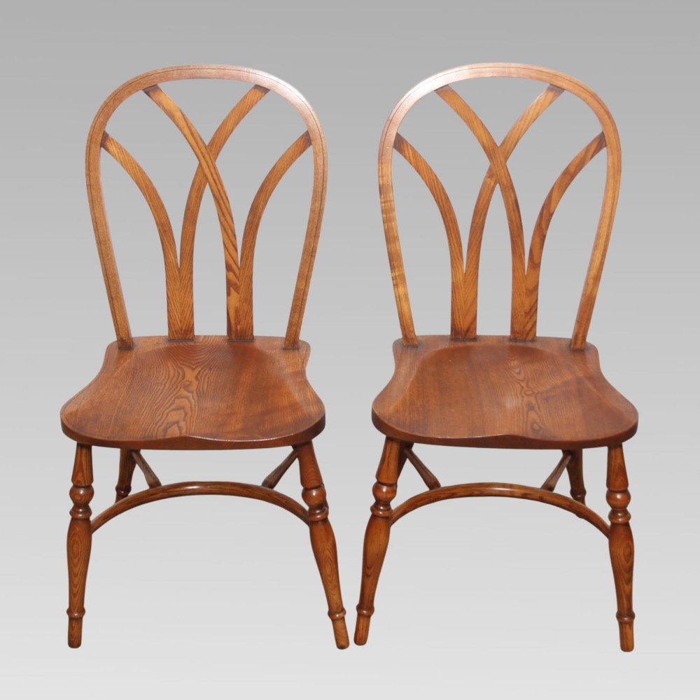 Exceptional Antique Elm Gothic Lace Back Six Farmhouse Kitchen Dining Chairs View IV