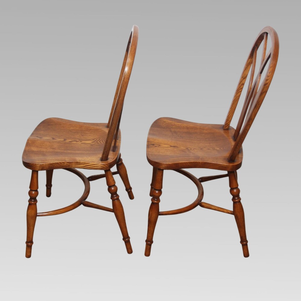 Exceptional Antique Elm Gothic Lace Back Six Farmhouse Kitchen Dining Chairs View VI