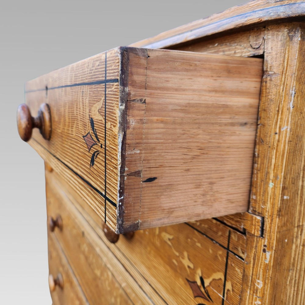 Rare Original Antique Victorian Scumbled Pine Chest of Drawers View V