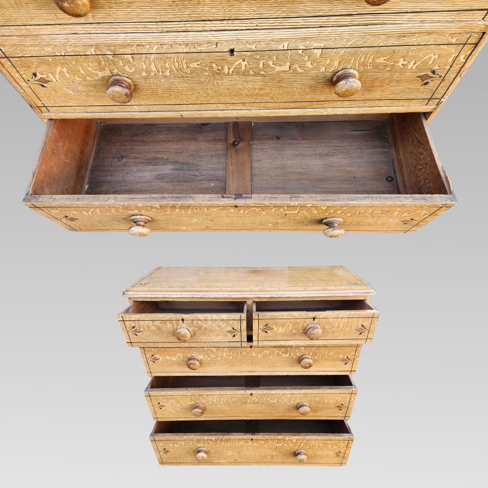 Rare Original Antique Victorian Scumbled Pine Chest of Drawers View IX