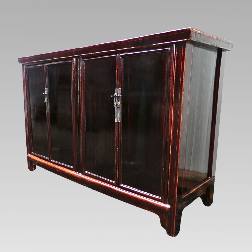 Stunning Antique Oriental Black Lacquer Chinese Sideboard Storage Cupboard
