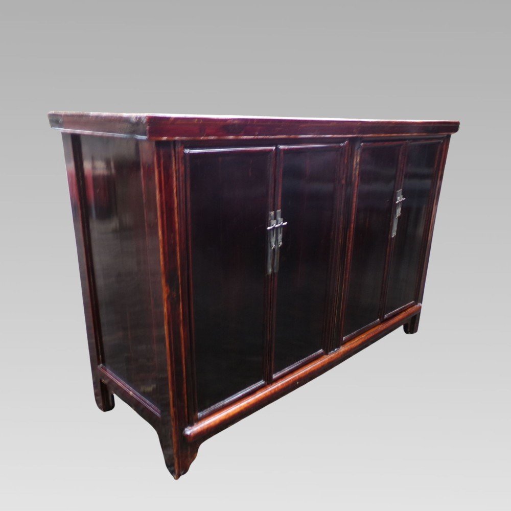Stunning Antique Oriental Black Lacquer Chinese Sideboard Storage Cupboard View II