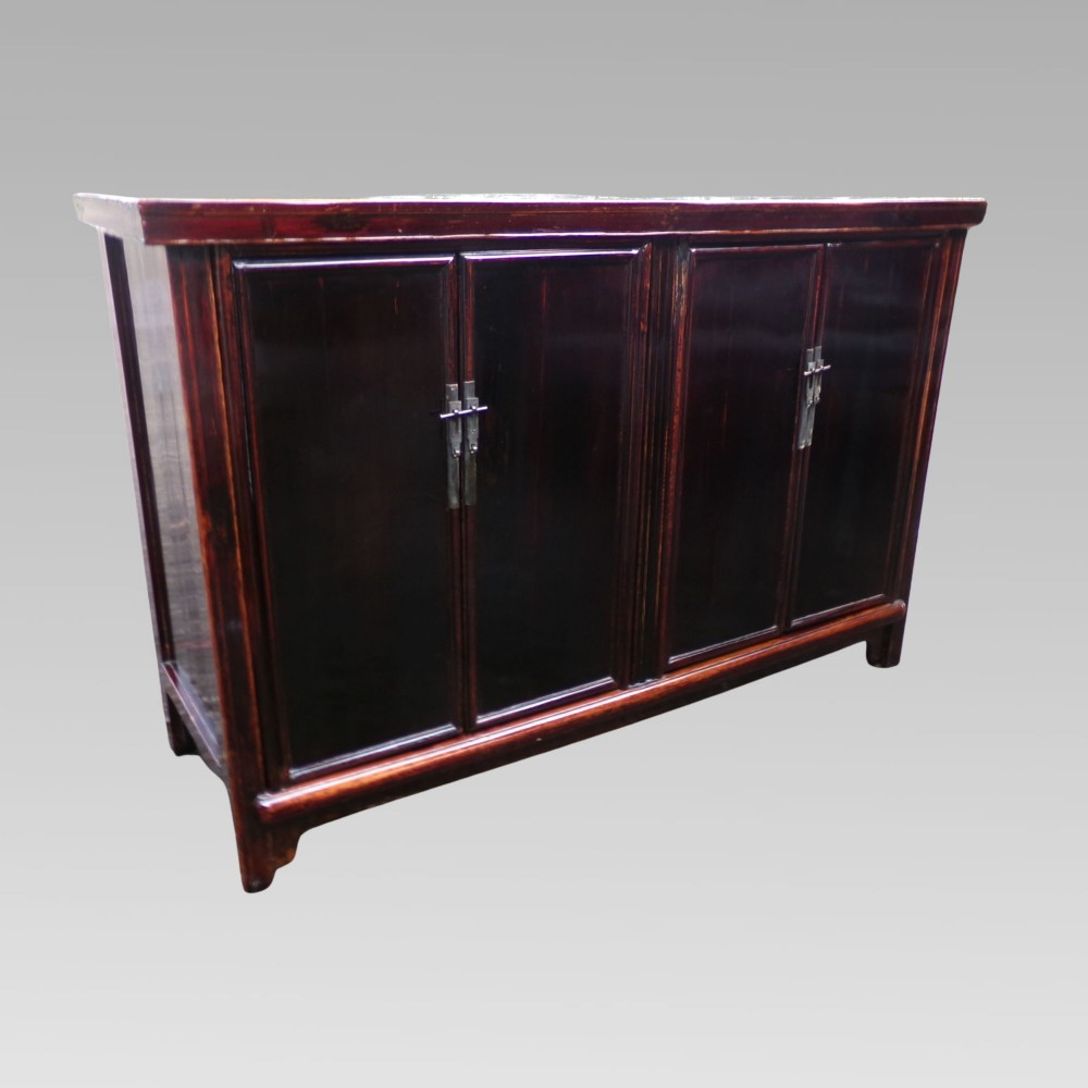 Stunning Antique Oriental Black Lacquer Chinese Sideboard Storage Cupboard View III