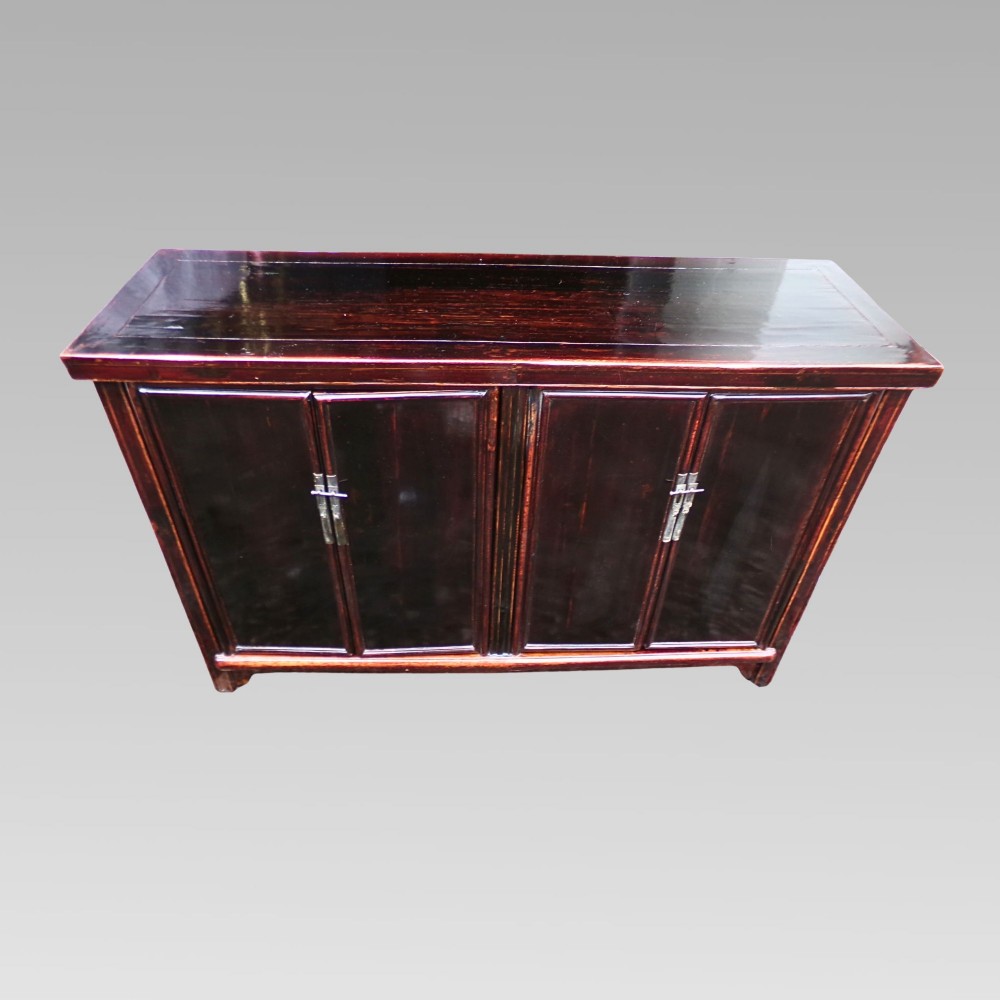 Stunning Antique Oriental Black Lacquer Chinese Sideboard Storage Cupboard View IV