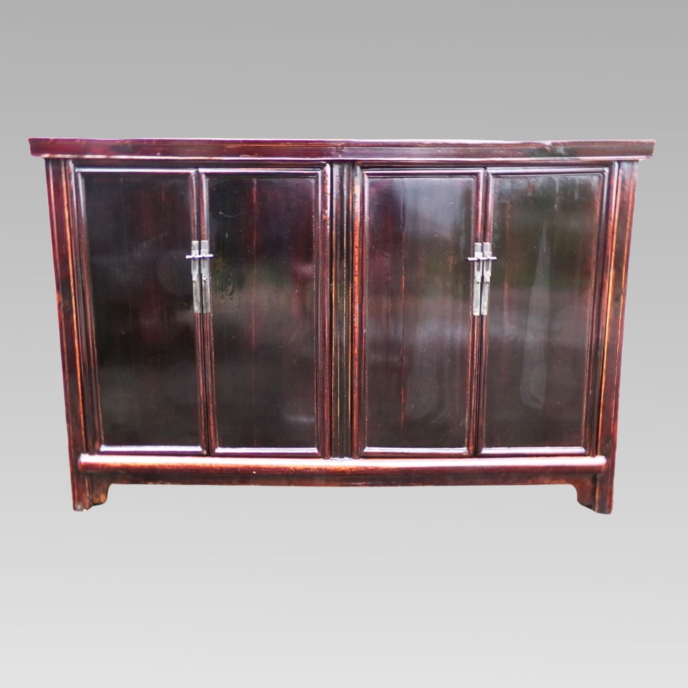 Stunning Antique Oriental Black Lacquer Chinese Sideboard Storage Cupboard View V