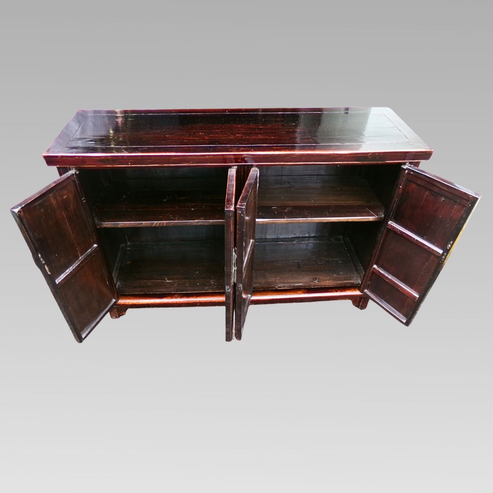 Stunning Antique Oriental Black Lacquer Chinese Sideboard Storage Cupboard View VI