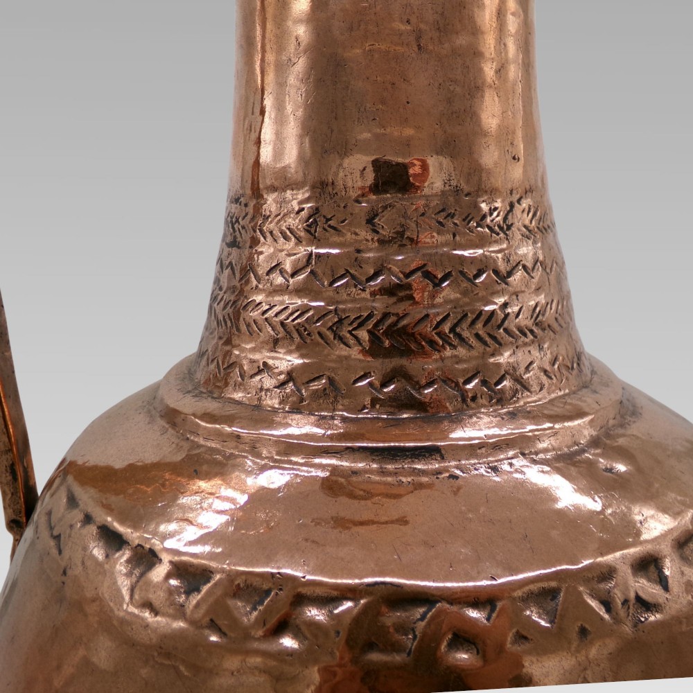 Large Rare Decorative Antique Polished Copper Turkish Ewer Water Jug Iron Stand View II
