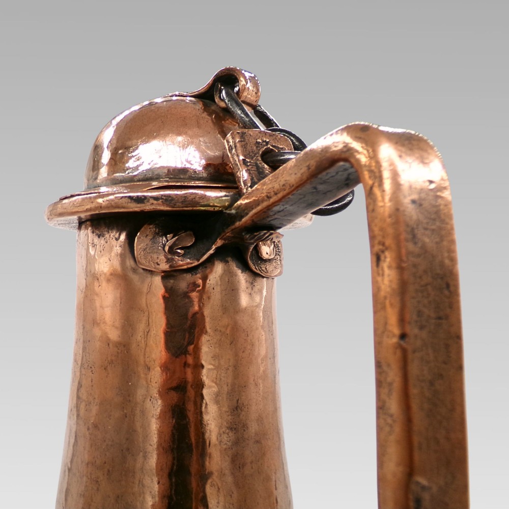 Large Rare Decorative Antique Polished Copper Turkish Ewer Water Jug Iron Stand View V
