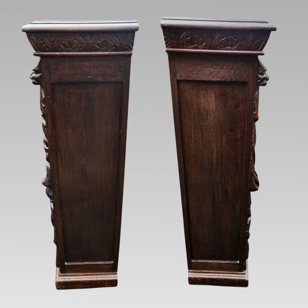 Stunning Antique Victorian Carved Oak Green Man Bookcase, Greenman Book Shelves View V