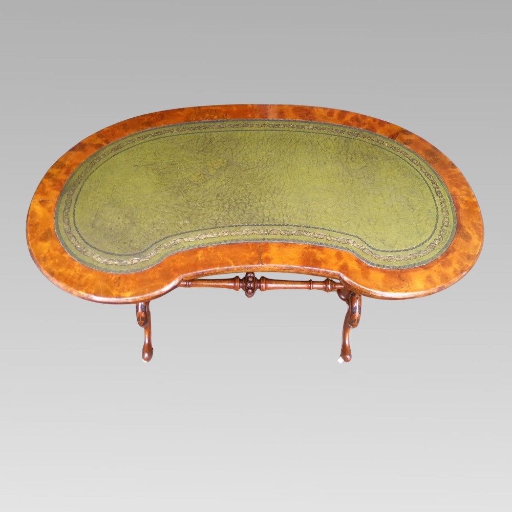 Fabulous Antique Victorian Walnut Kidney Writing Table Desk, Hall Console Inlaid View IV