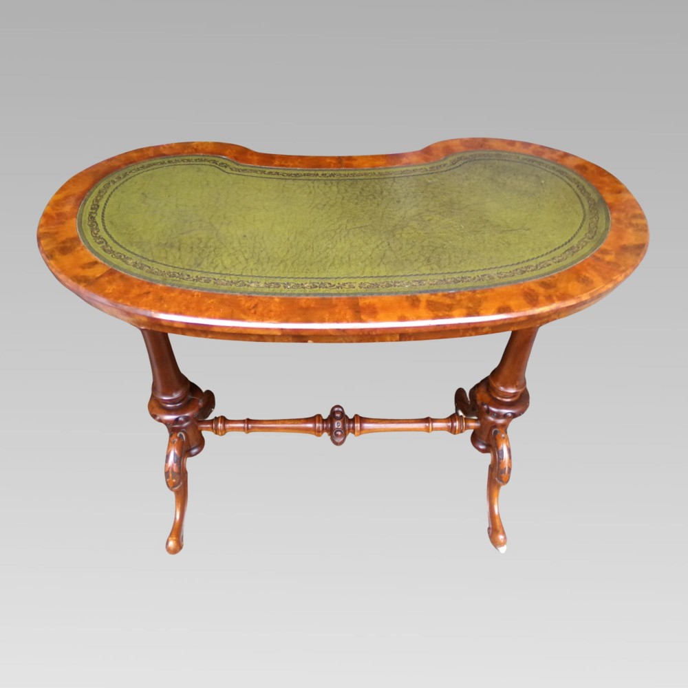 Fabulous Antique Victorian Walnut Kidney Writing Table Desk, Hall Console Inlaid View VI