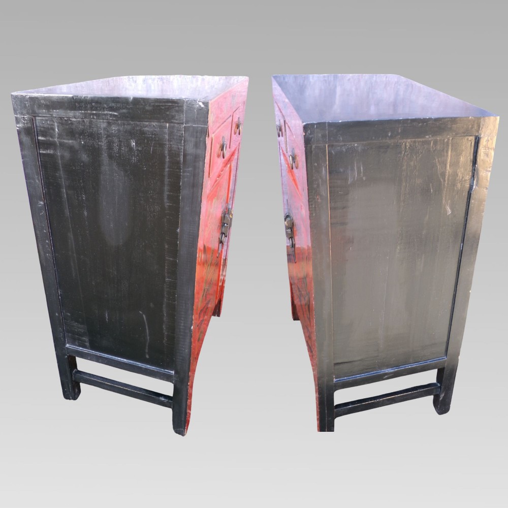 Original Quality Vintage Oriental Chinese Chinoiserie Red Laquer Storage Cabinet View III