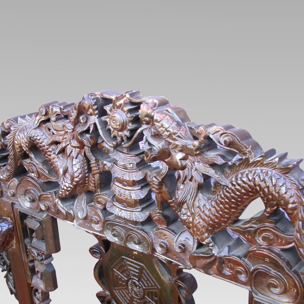 Stunning Original Quality Vintage Oriental Chinese Carved Dragon Throne Chair View IV