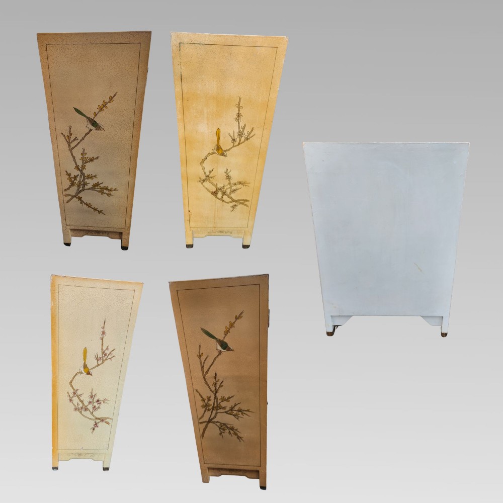 Vintage Oriental Chinese Yellow Ground Chinoiserie Bedside Tables Low Cupboards View VI