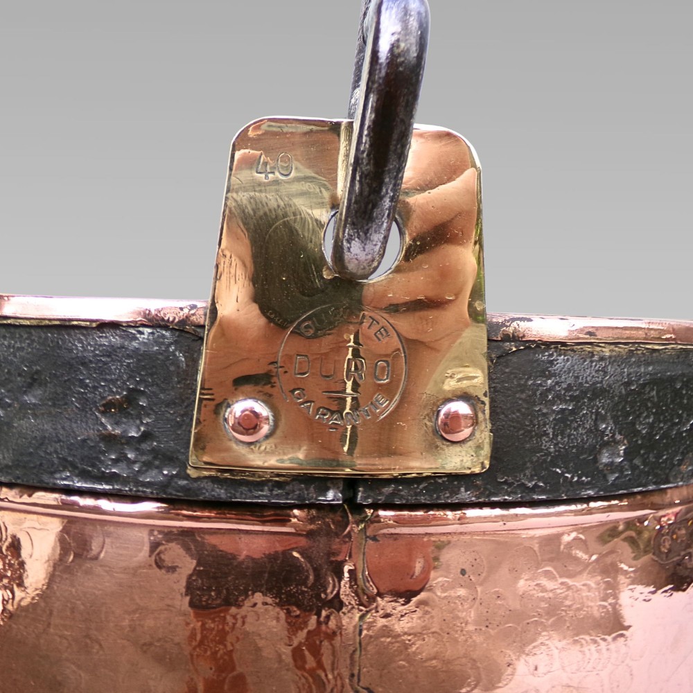 Antique 19th Century French Hammered Copper Brass Iron Bound Log Bucket Coal View III
