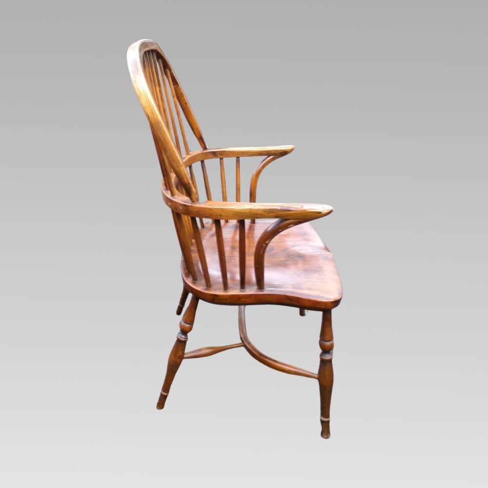 Stunning Antique Elm & Ash Spindle Back Windsor Armchair, Crinoline Chair View II