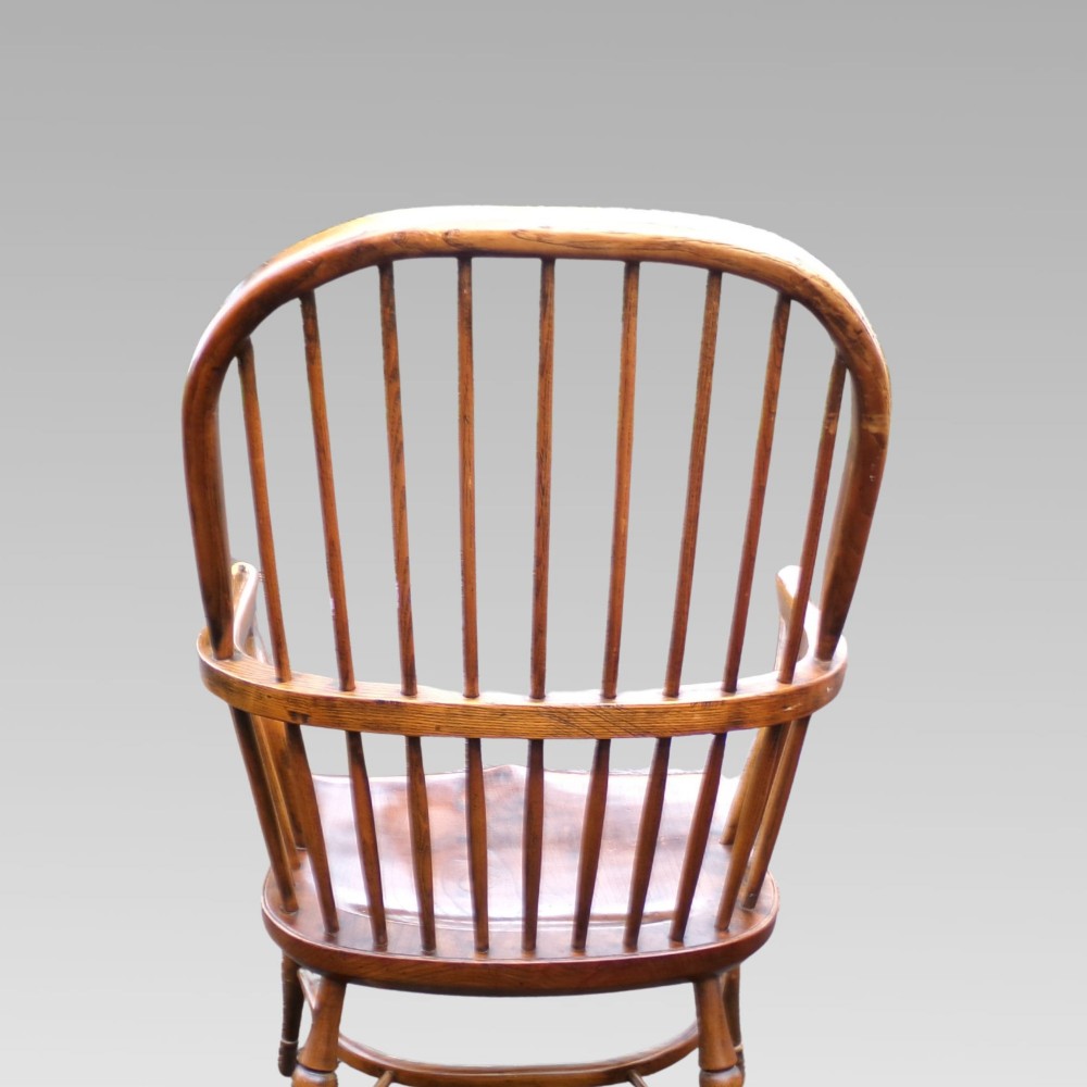 Stunning Antique Elm & Ash Spindle Back Windsor Armchair, Crinoline Chair View IV
